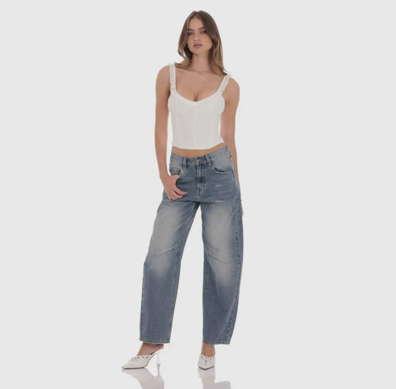 CECE BARREL JEANS (FADED DENIM)