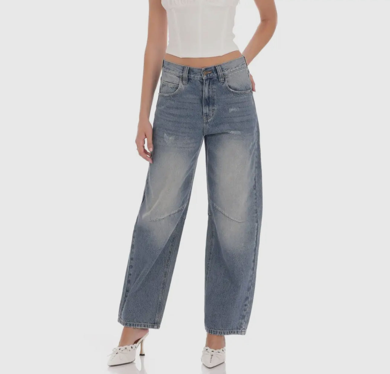 CECE BARREL JEANS (FADED DENIM)