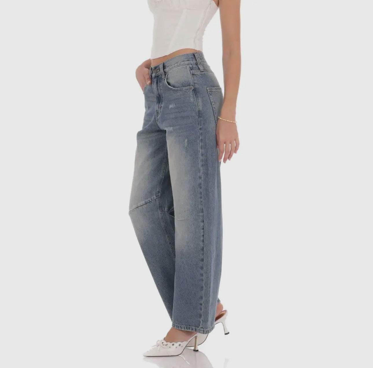 CECE BARREL JEANS (FADED DENIM)