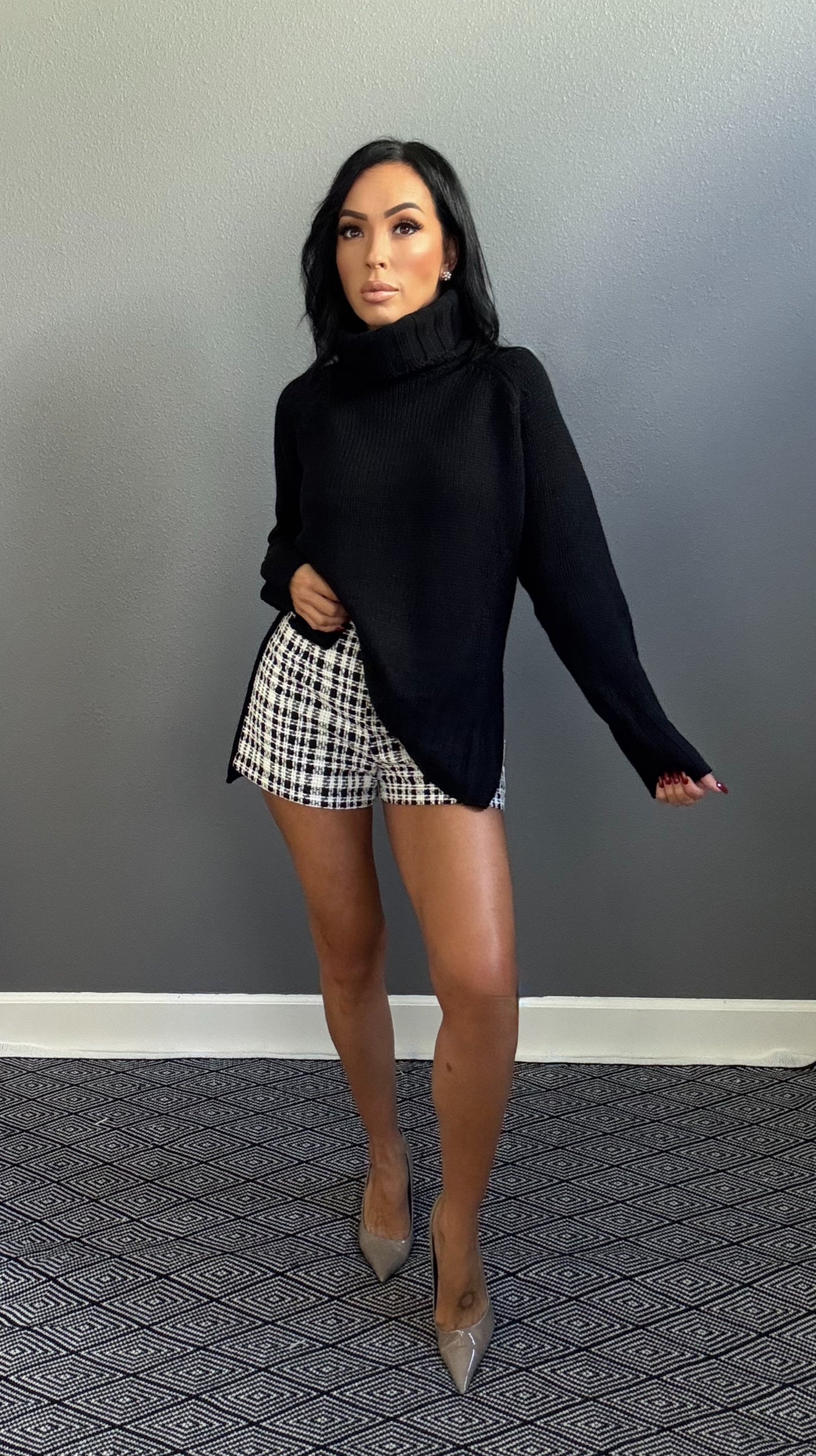 RINNA MOCK LONG SWEATER (BLACK)