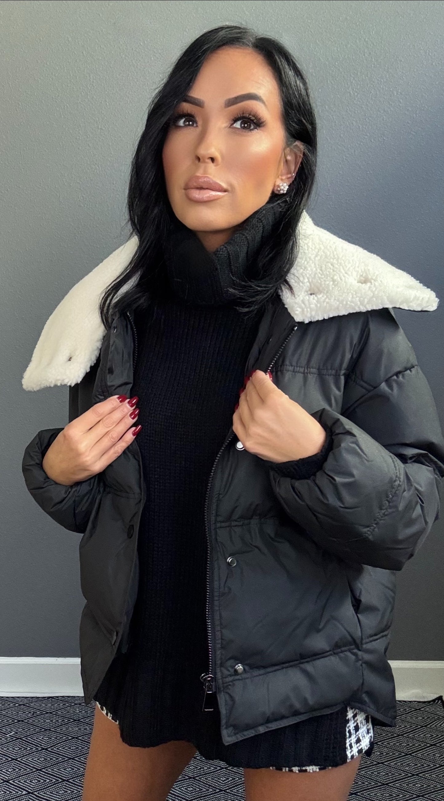 MONICA FAUX FUR PUFFER COAT (BLACK)