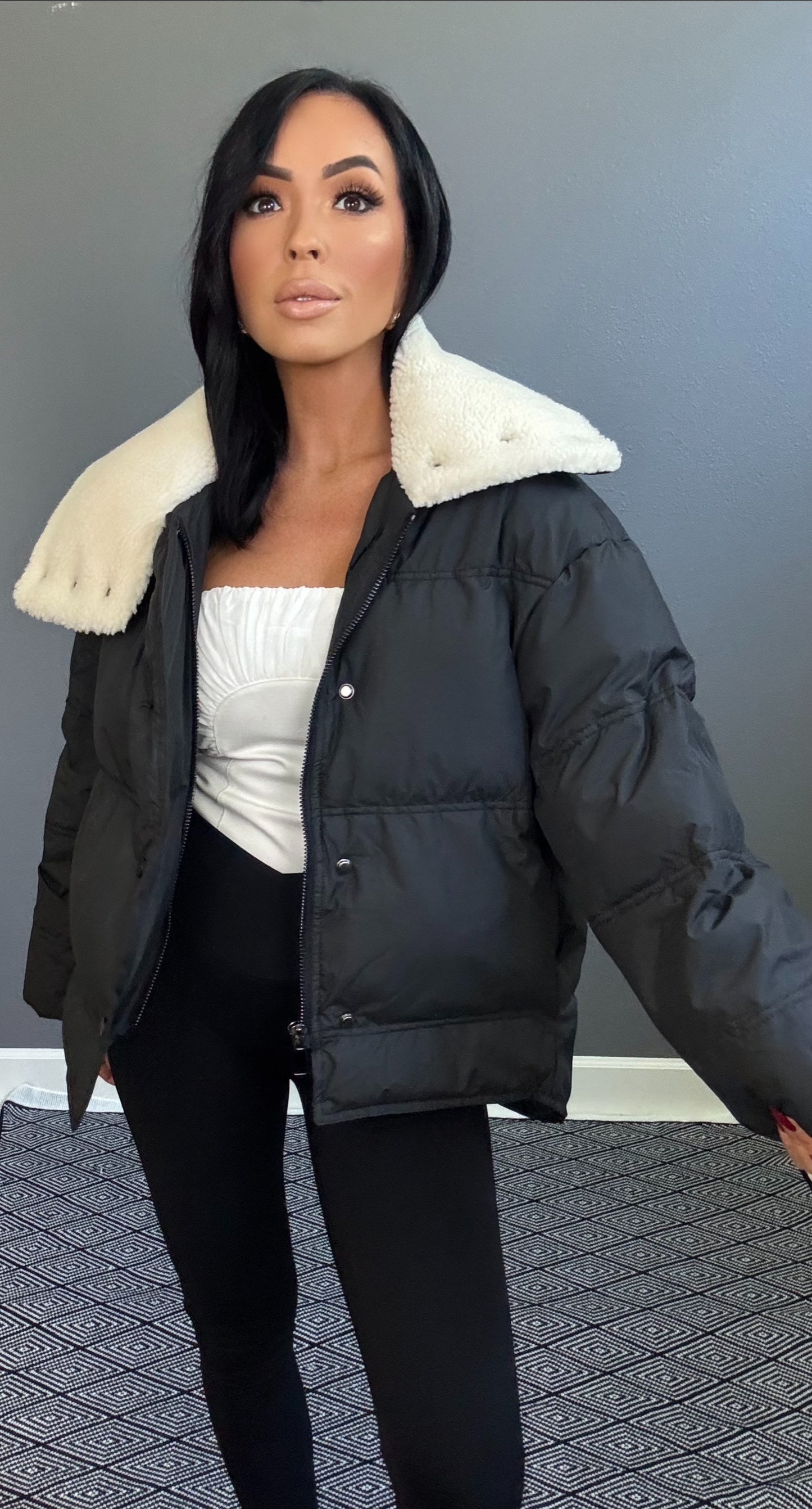 MONICA FAUX FUR PUFFER COAT (BLACK)