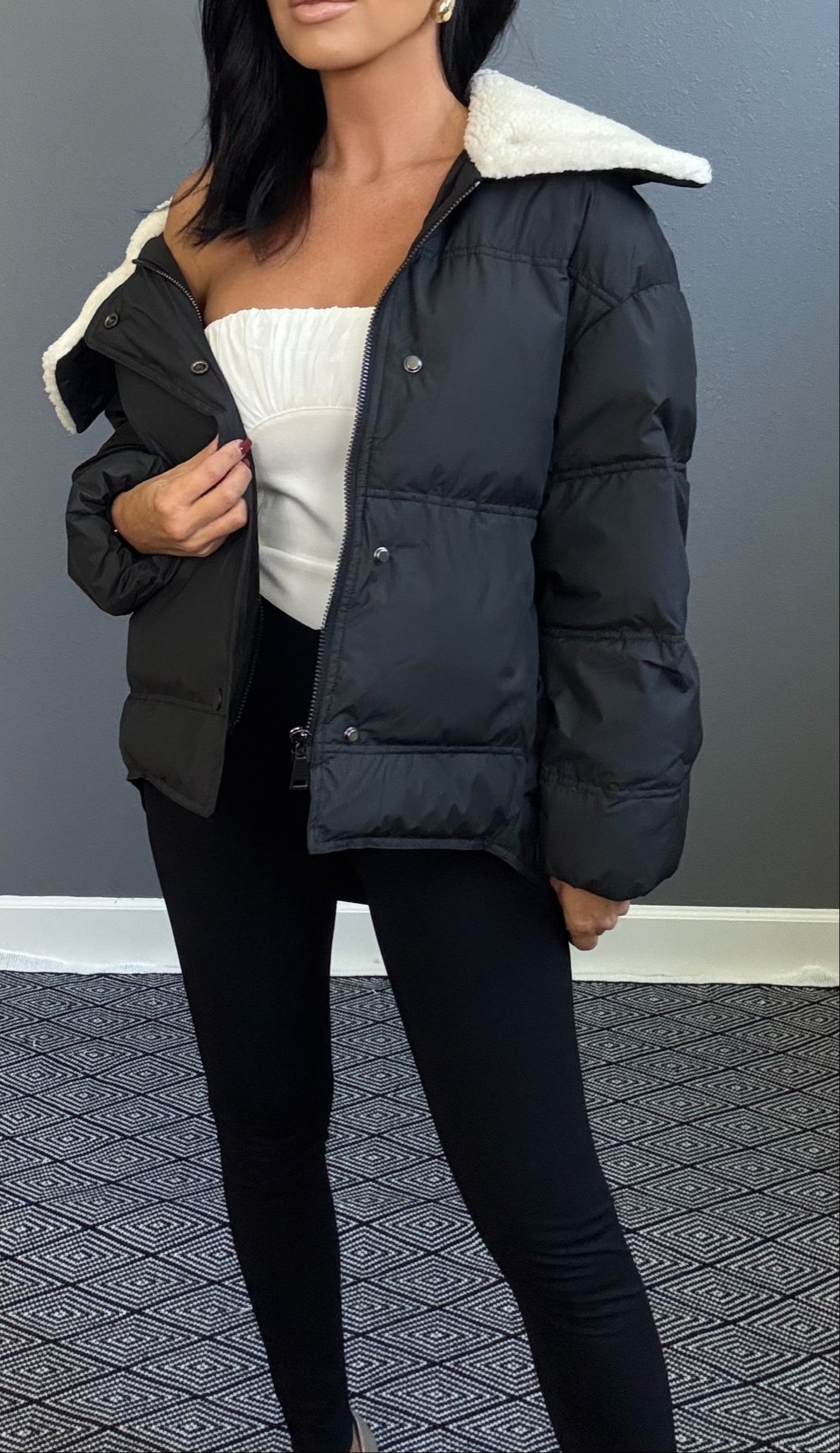 MONICA FAUX FUR PUFFER COAT (BLACK)