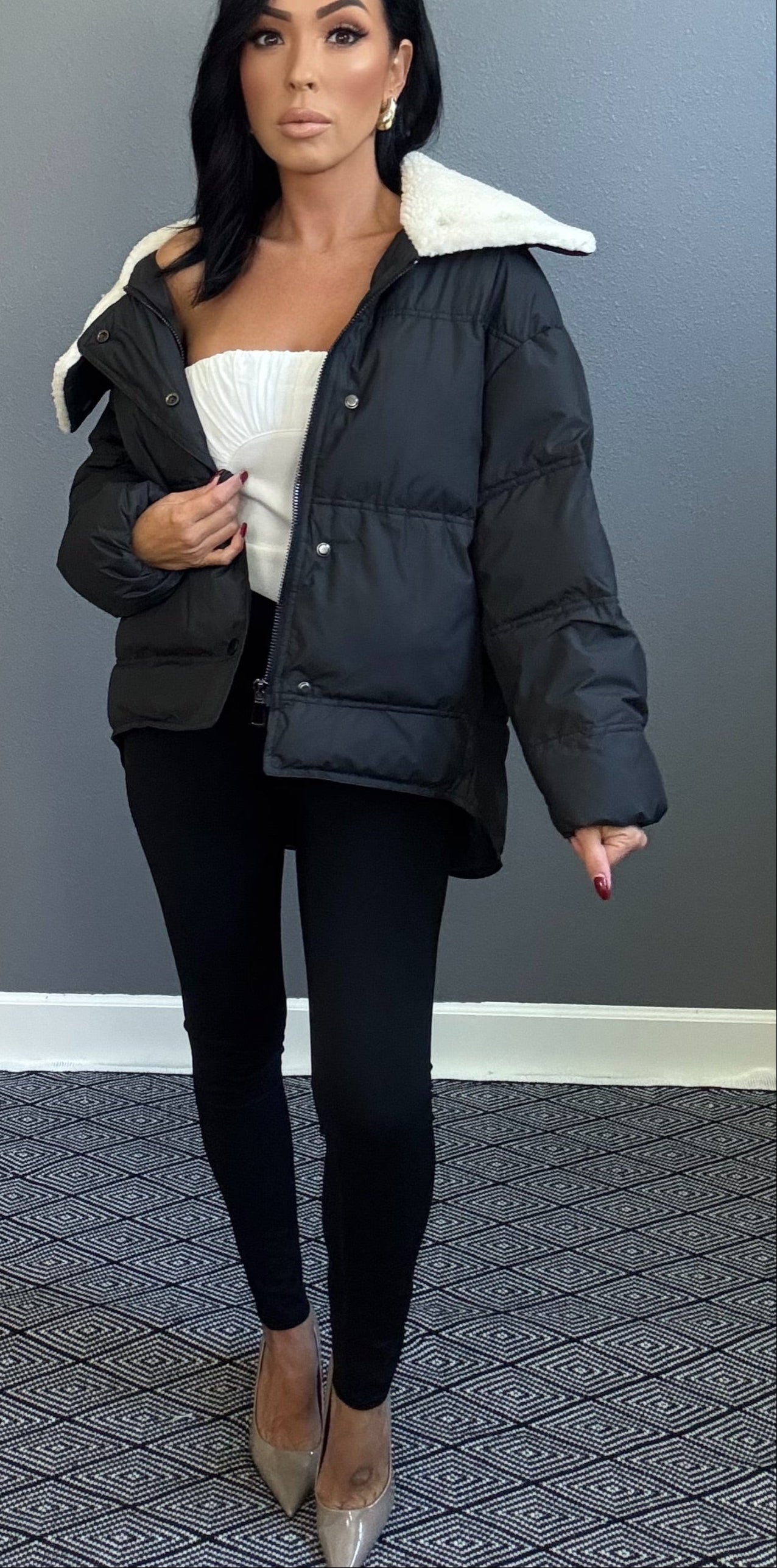 MONICA FAUX FUR PUFFER COAT (BLACK)