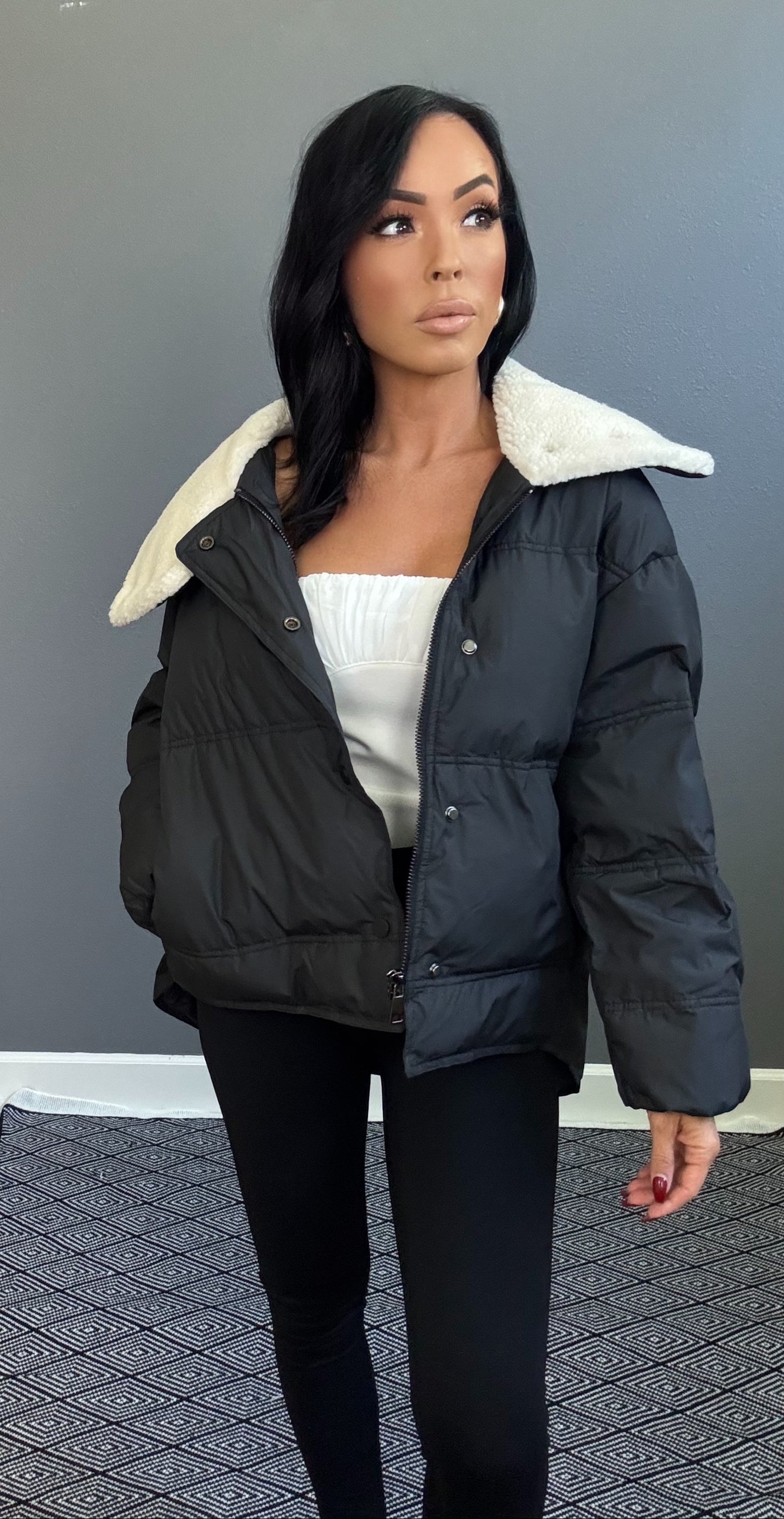 MONICA FAUX FUR PUFFER COAT (BLACK)