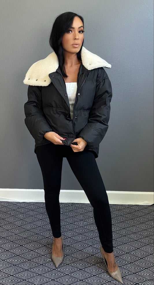MONICA FAUX FUR PUFFER COAT (BLACK)