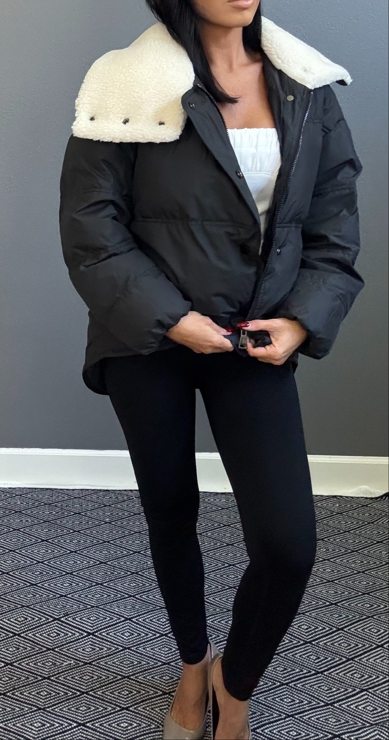 MONICA FAUX FUR PUFFER COAT (BLACK)