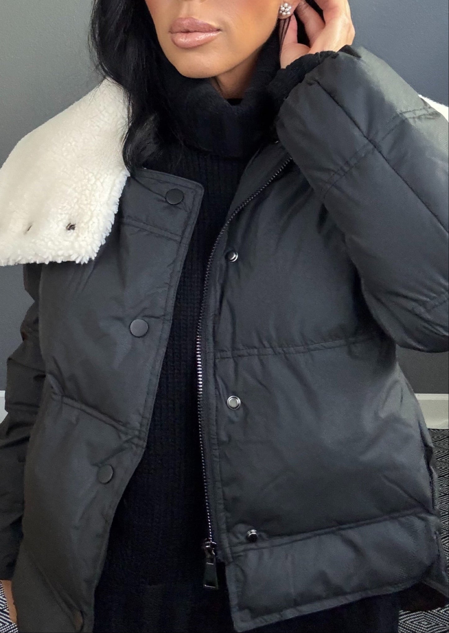 MONICA FAUX FUR PUFFER COAT (BLACK)