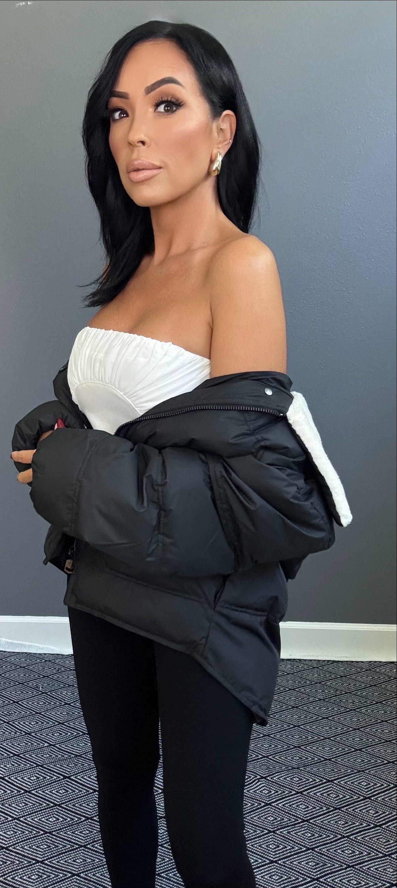 MONICA FAUX FUR PUFFER COAT (BLACK)