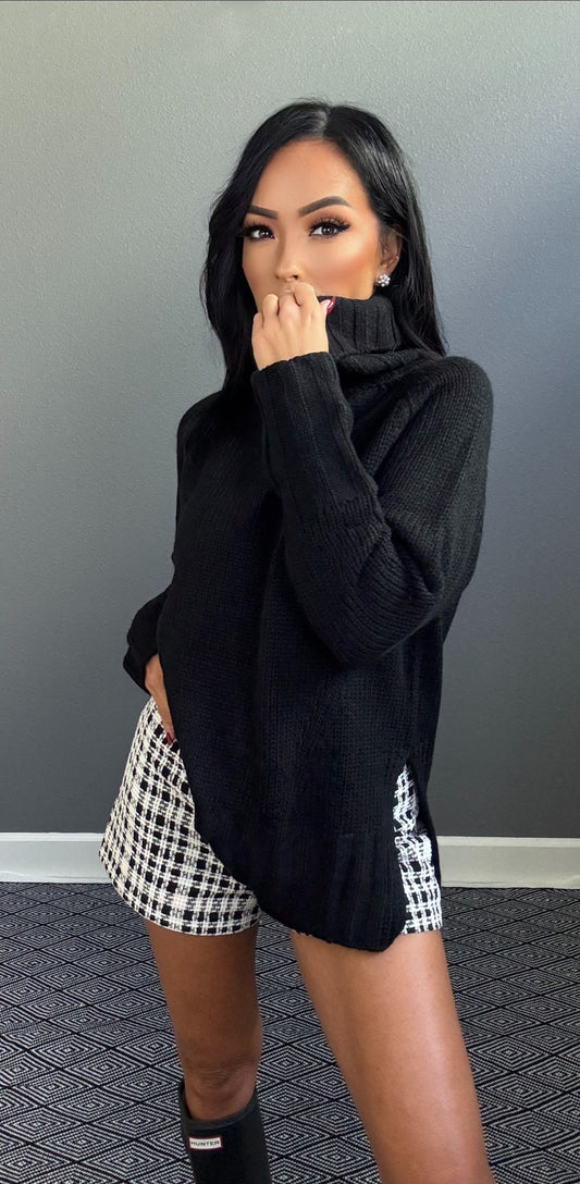 RINNA MOCK LONG SWEATER (BLACK)