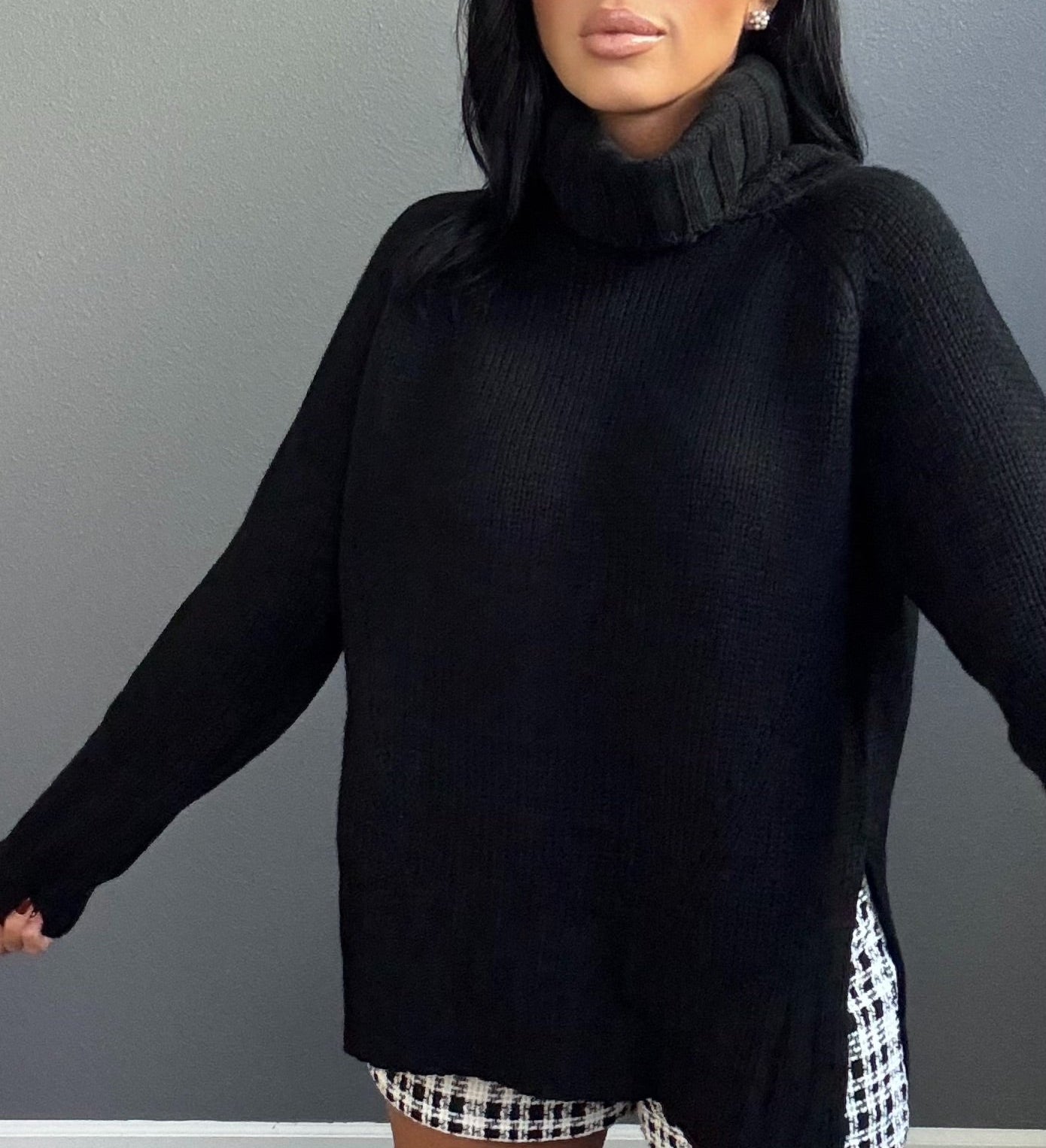 RINNA MOCK LONG SWEATER (BLACK)