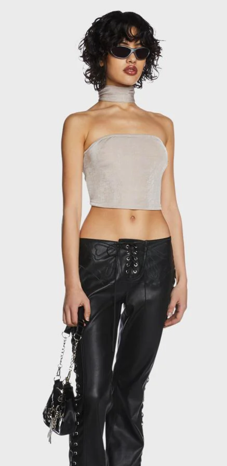 La La Choker Halter Tube Top (Shimmer Blush)