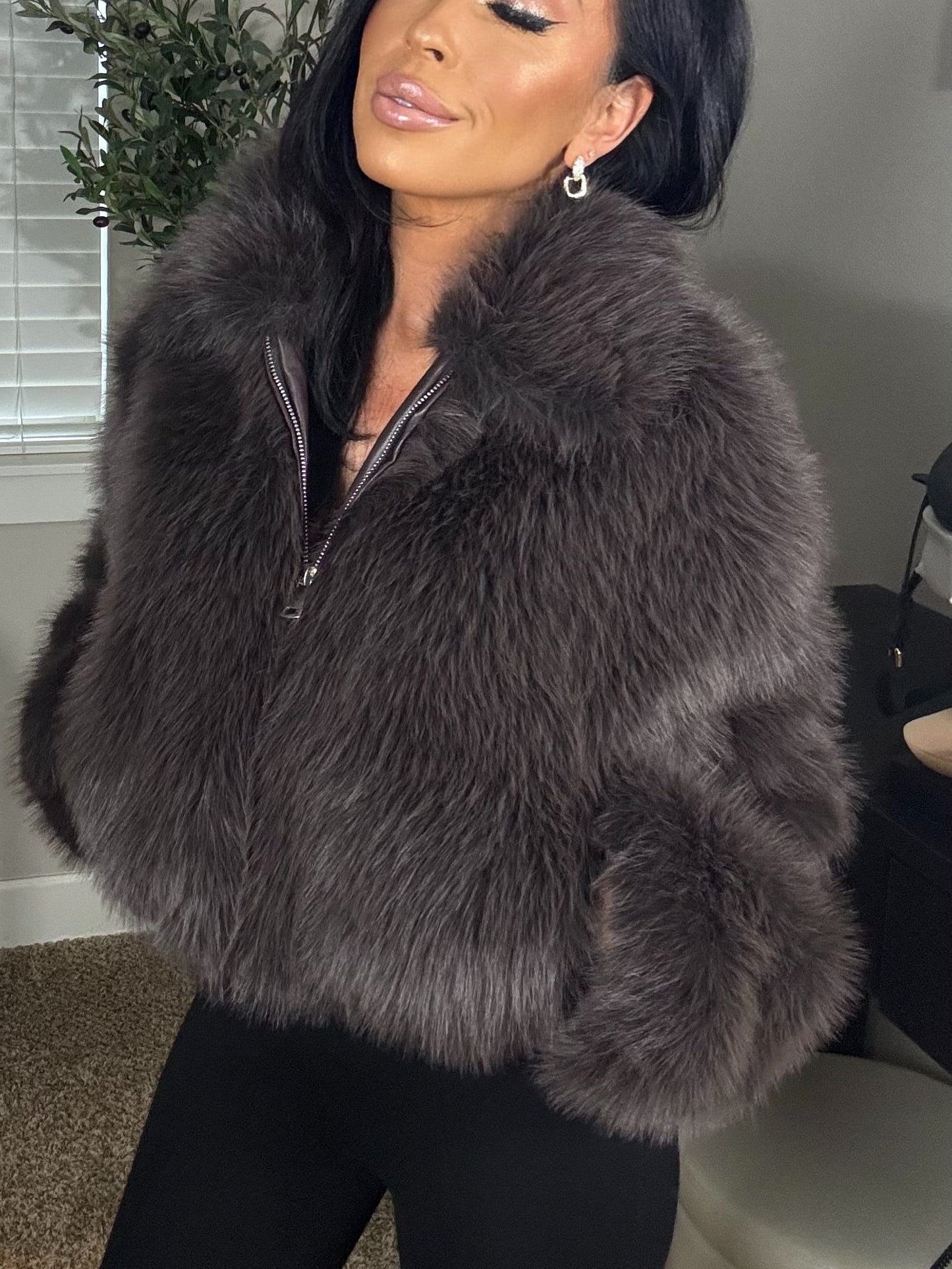 Lotiv Faux Fur Coat (Soft Chocolate Brown)