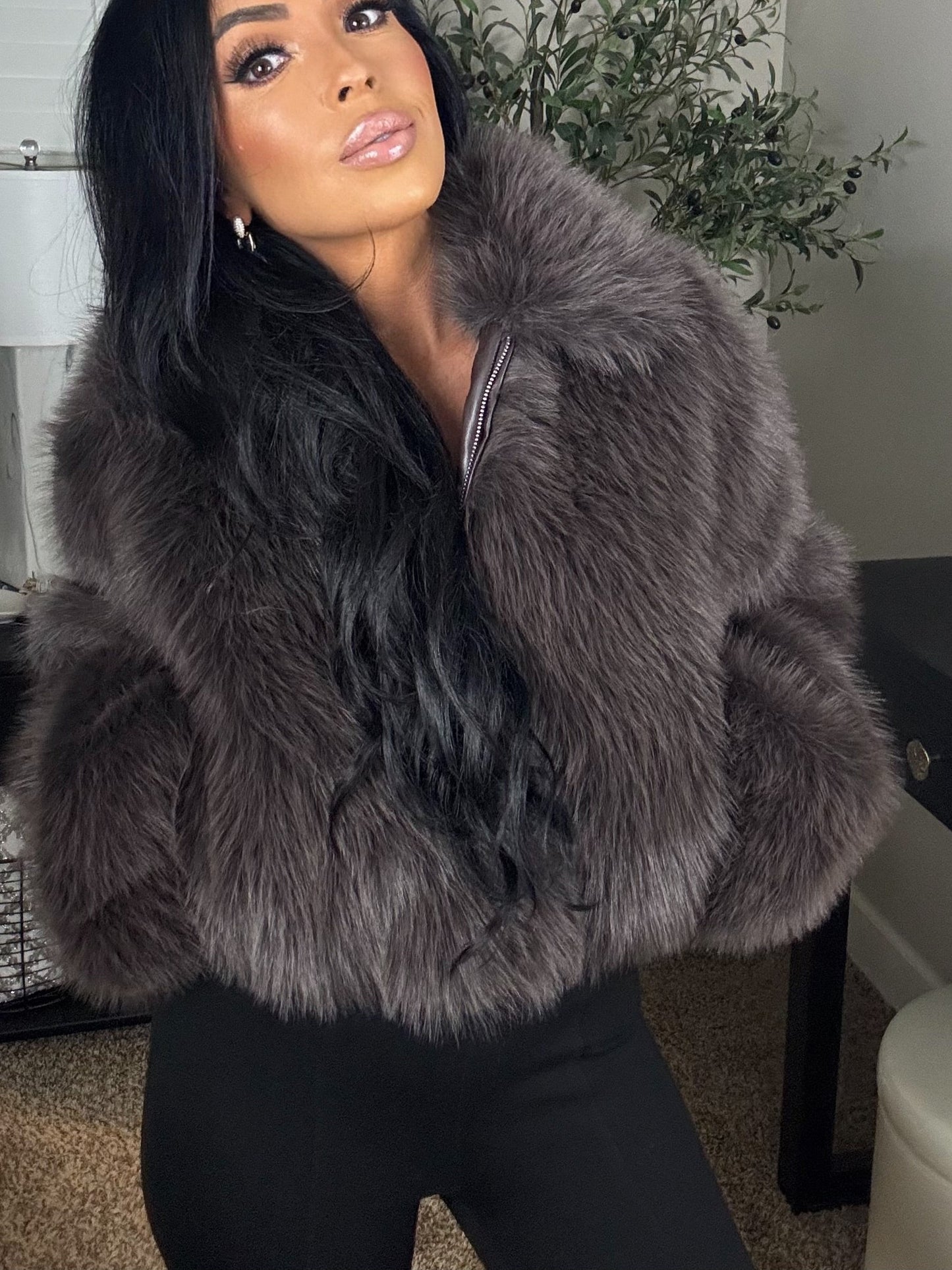 Lotiv Faux Fur Coat (Soft Chocolate Brown)