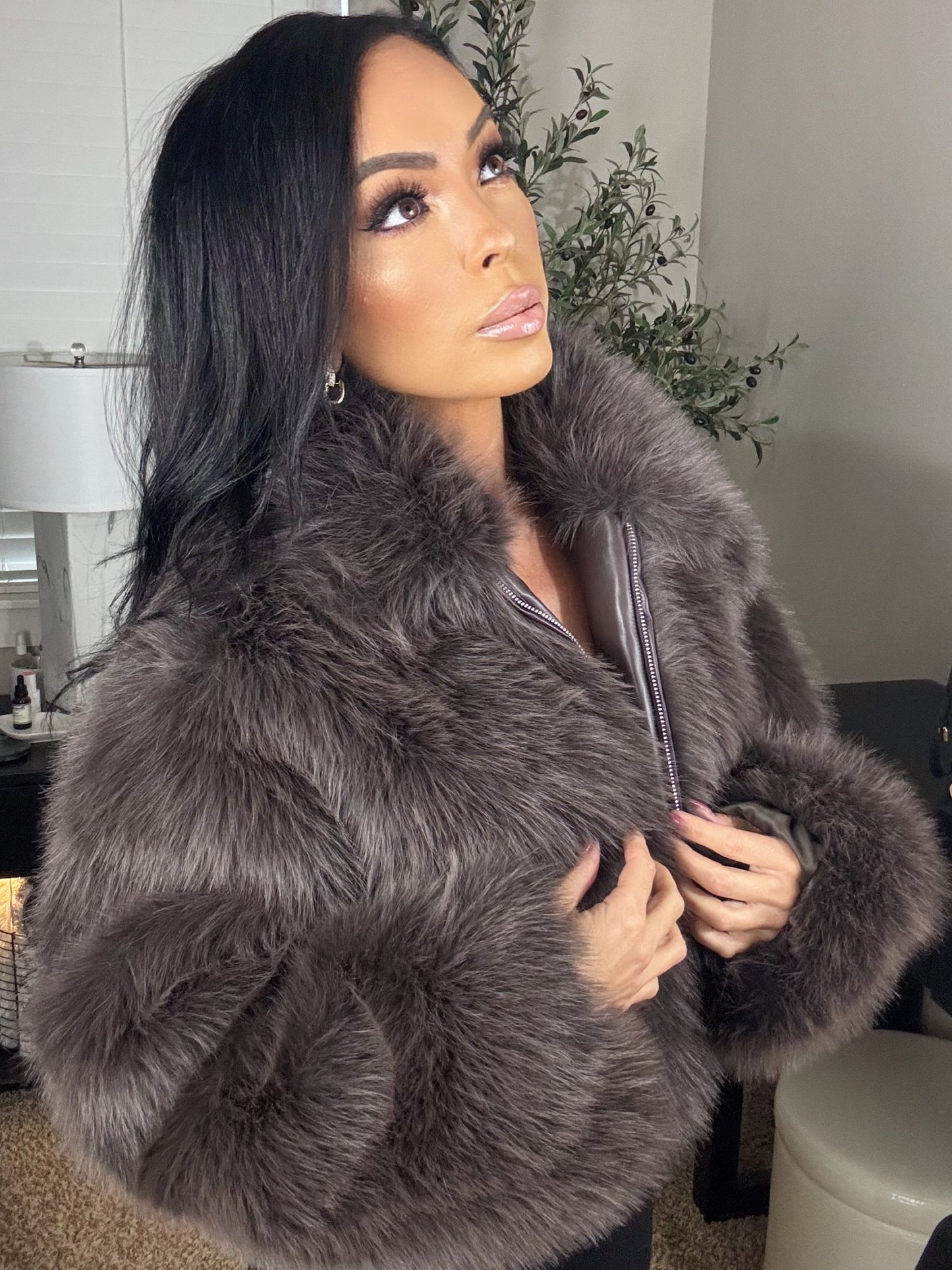 Lotiv Faux Fur Coat (Soft Chocolate Brown)