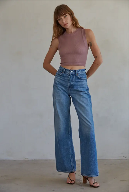 Jovi Seamless Ribbed Crop Sleeveless Top (White, Dusty Sage or Dusty Lilac)