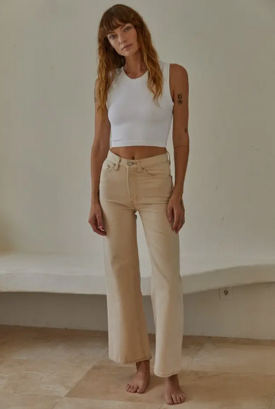 Jovi Seamless Ribbed Crop Sleeveless Top (White, Dusty Sage or Dusty Lilac)