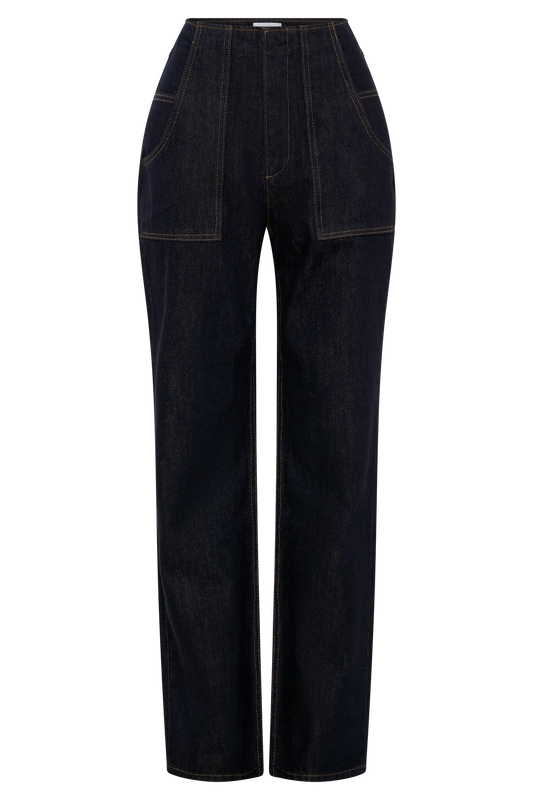 Blue High Waisted Straight leg Jean Lotiv Women's Denim