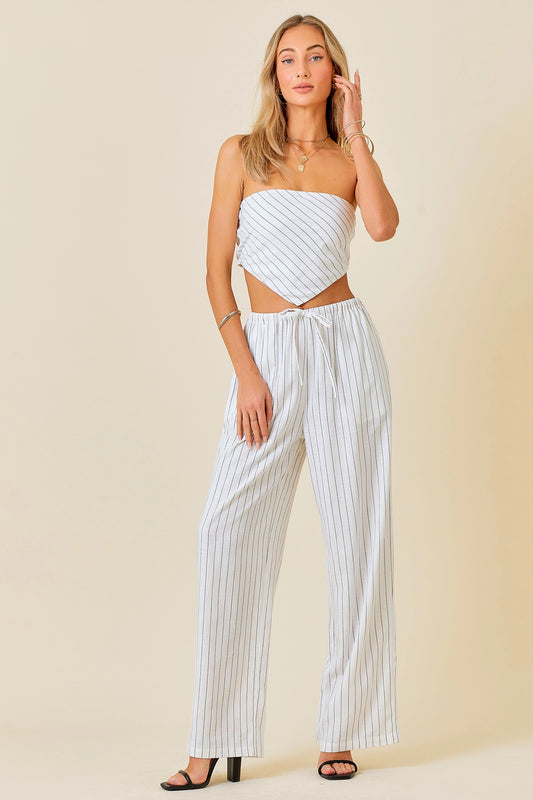 The Hamptons Striped Linen Set (White)