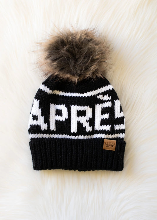 'Hit the Slopes' Apres Pom Pom Hat (Black & White)