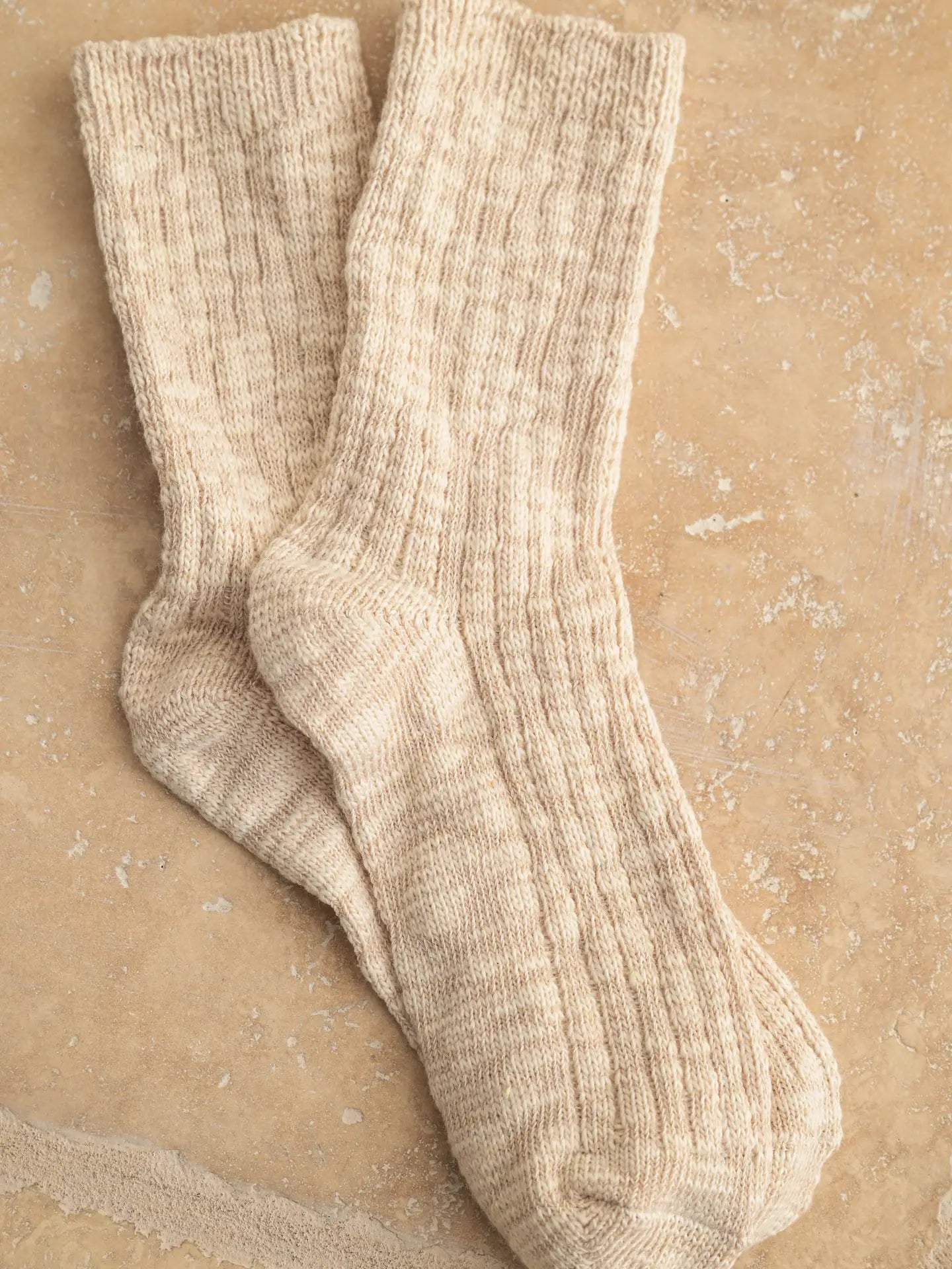 Taylor Ribbed Soft Crew Socks(Oatmeal)