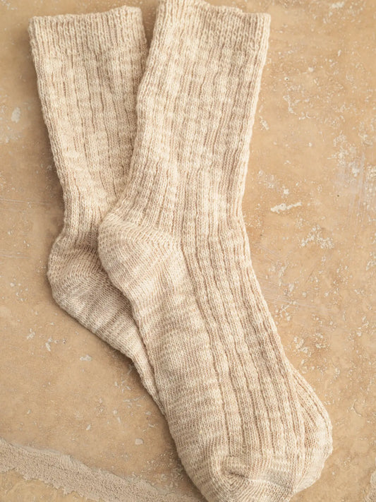Taylor Ribbed Soft Crew Socks(Oatmeal)