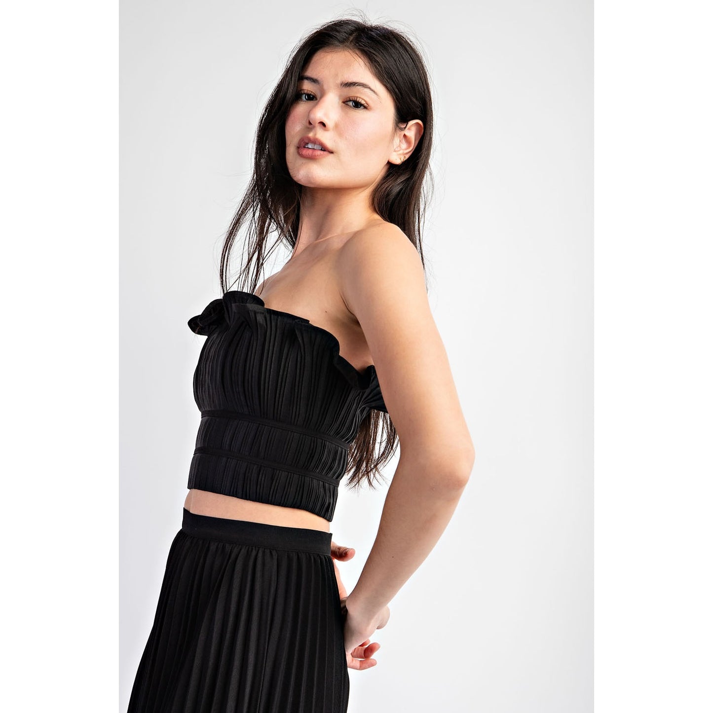 Black Strapless Ruffle Tube Top Women's Date Night Lotiv Party Tops