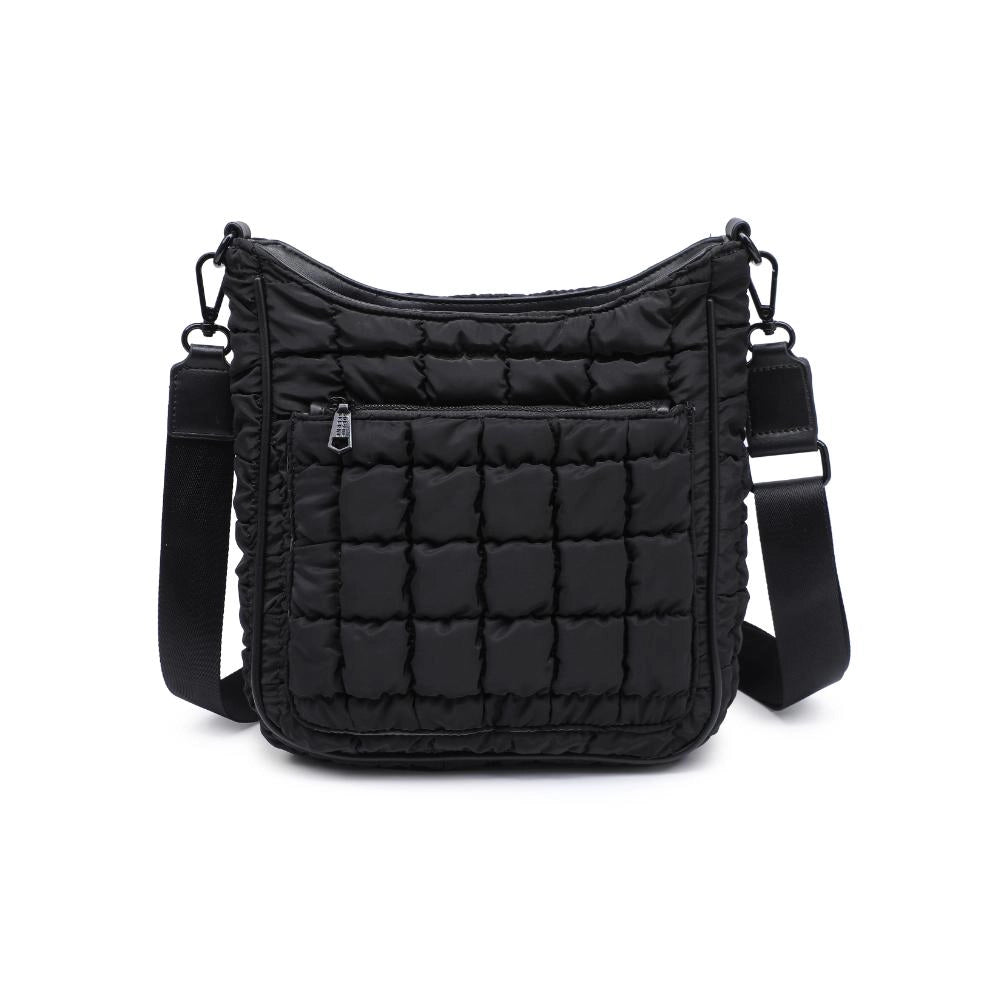 Aura Quilted Nylon Puffer Crossbody Bag (Black)