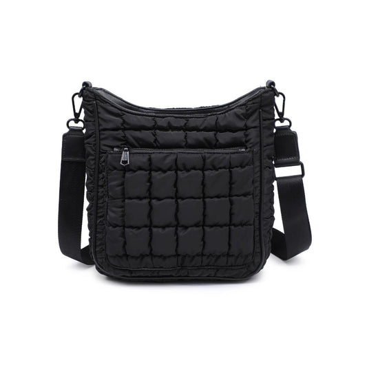 Aura Quilted Nylon Puffer Crossbody Bag (Black)