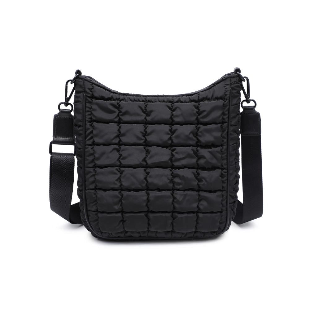 Aura Quilted Nylon Puffer Crossbody Bag (Black)