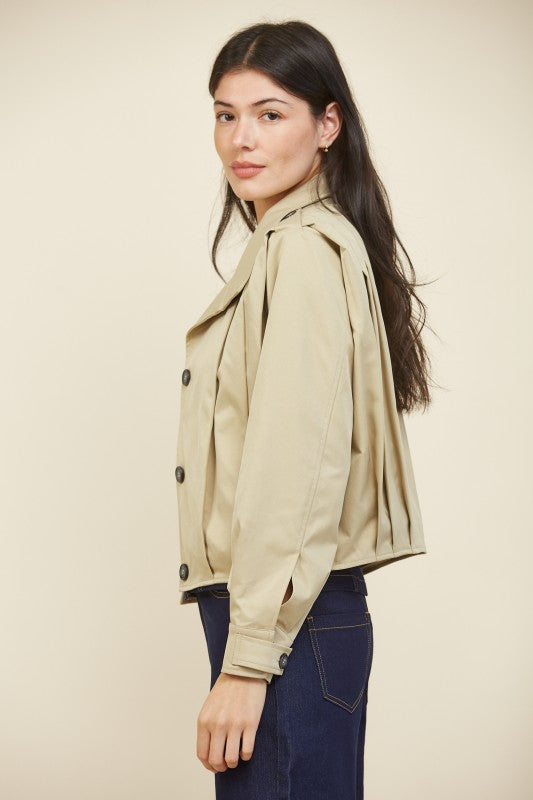 Beige Tan Crop Trench Women's Lotiv Jacket Outerwear
