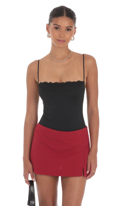 Lucy Lace Bust Bodysuit Top (Black)