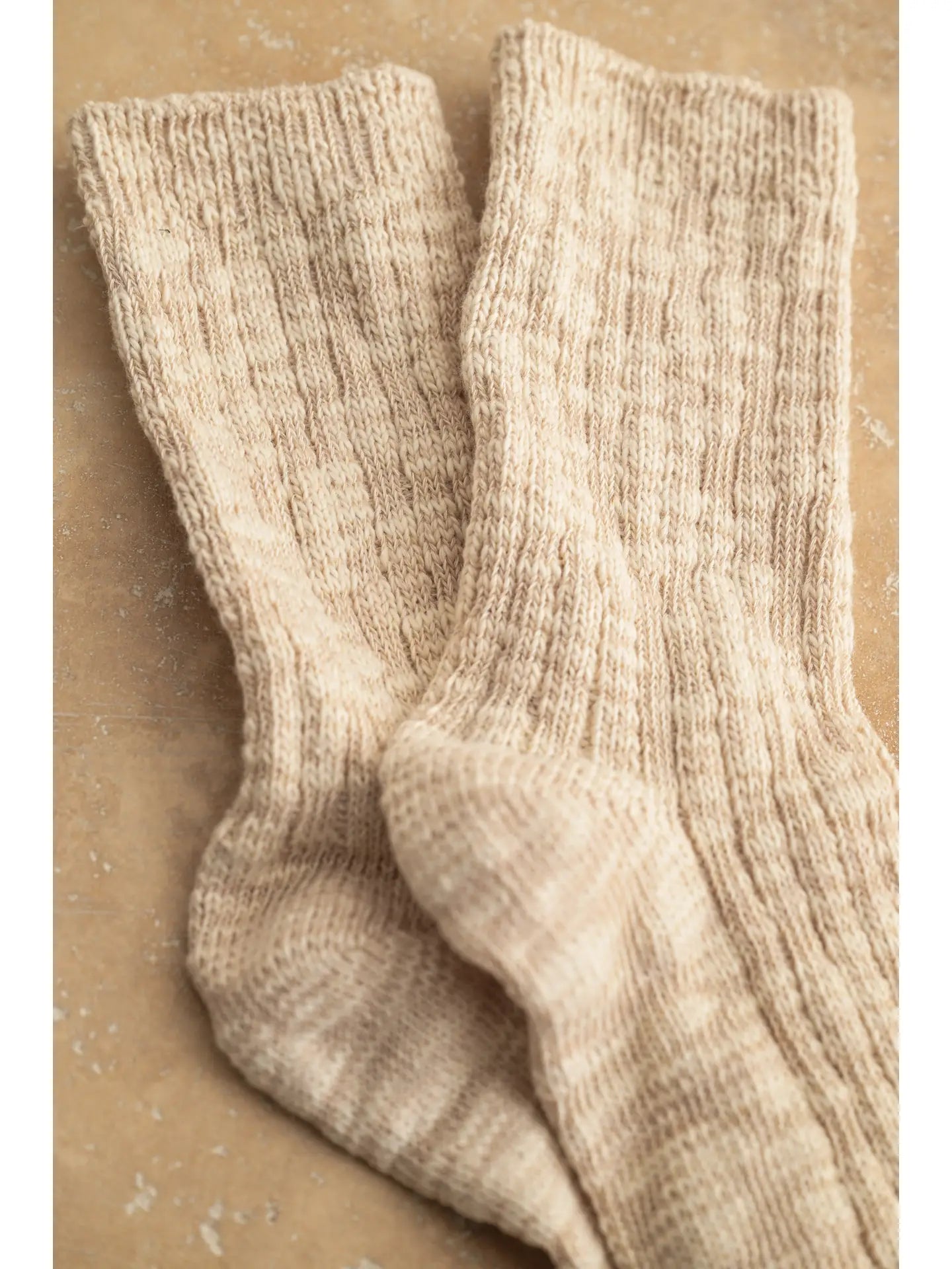 Taylor Ribbed Soft Crew Socks(Oatmeal)