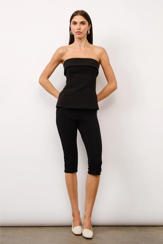 Lorenze Smooth Stretch Capri Pants (Black)