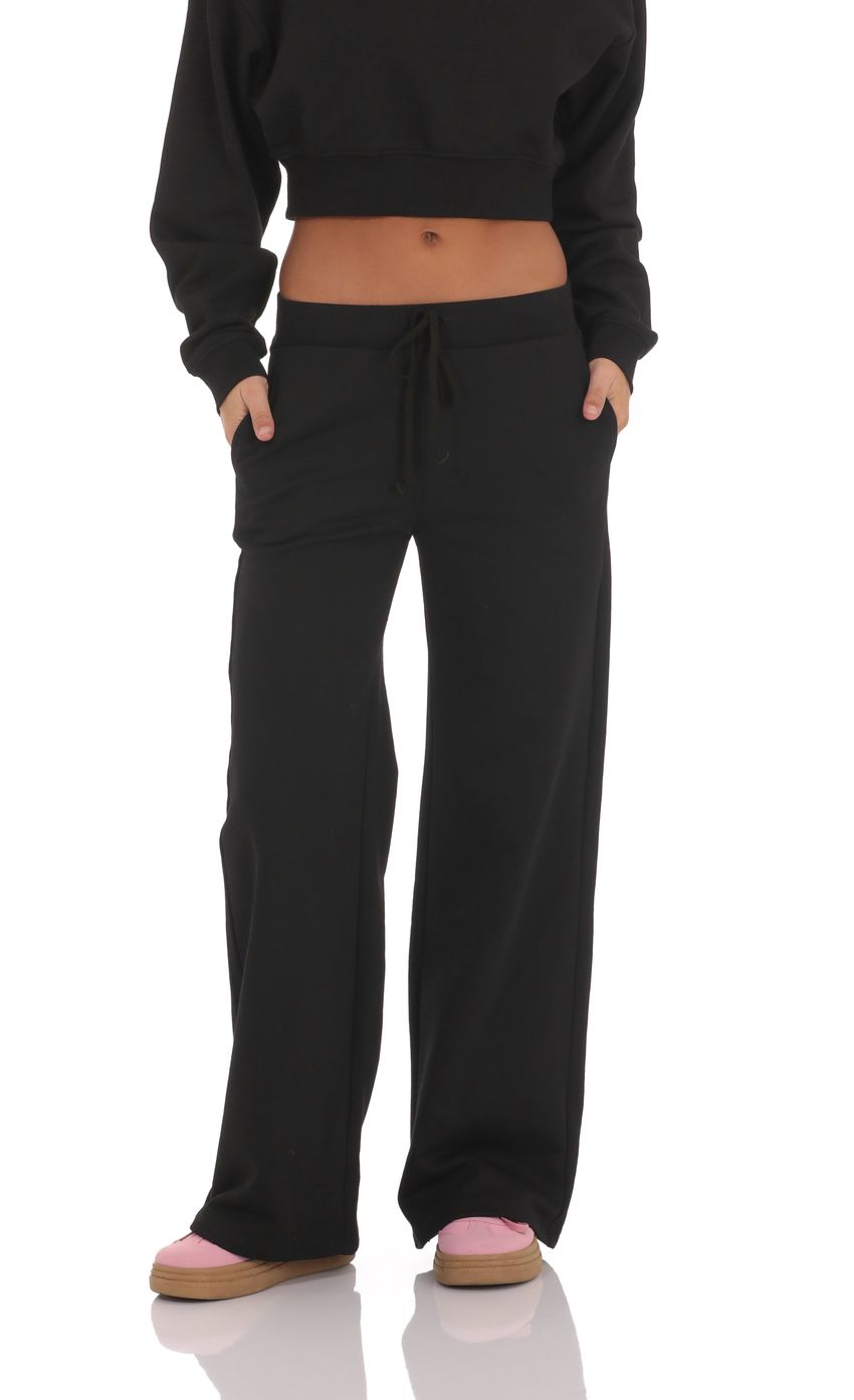 Beverly Bow Embroidered Sweatpants in Black