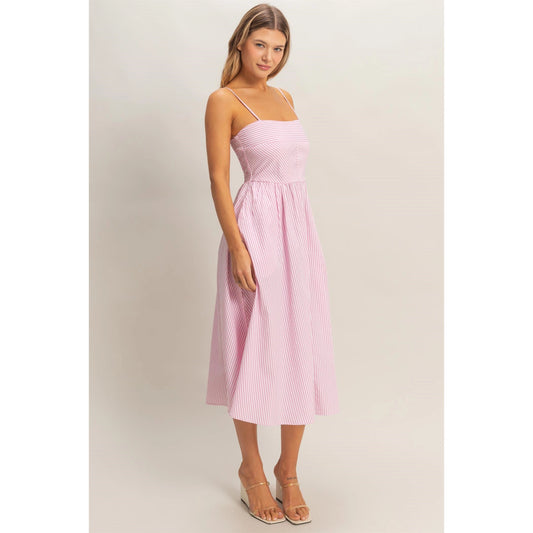 Kendal Striped Midi Dress (Pink)