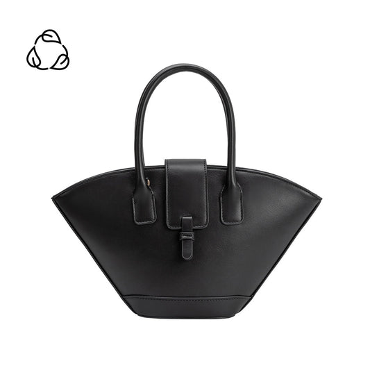 Black Recycled Vegan Leather Crossbody Bucket Lotiv Bag 