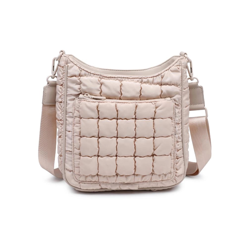 Aura Quilted Nylon Puffer Crossbody Bag (Cream)