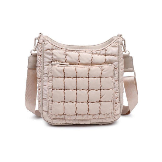 Aura Quilted Nylon Puffer Crossbody Bag (Cream)