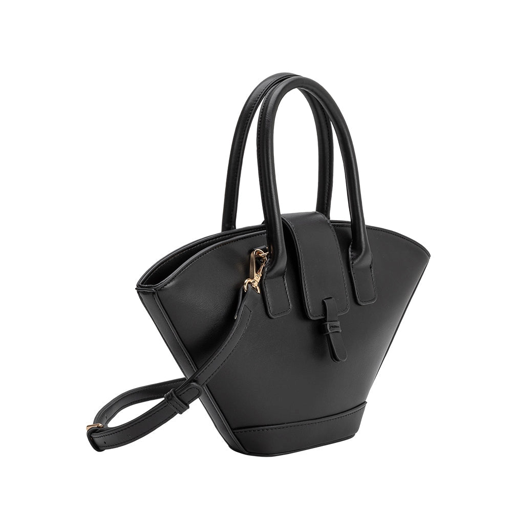 Black Recycled Vegan Leather Crossbody Bucket Lotiv Bag 