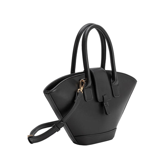 Black Recycled Vegan Leather Crossbody Bucket Lotiv Bag 