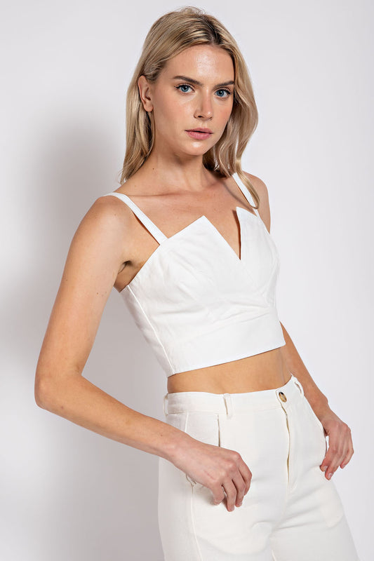 Elsa Deep Crop Top (White)