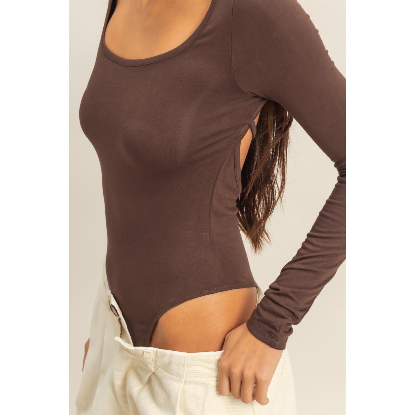 Mac Backless Bodysuit (Soft Brown)