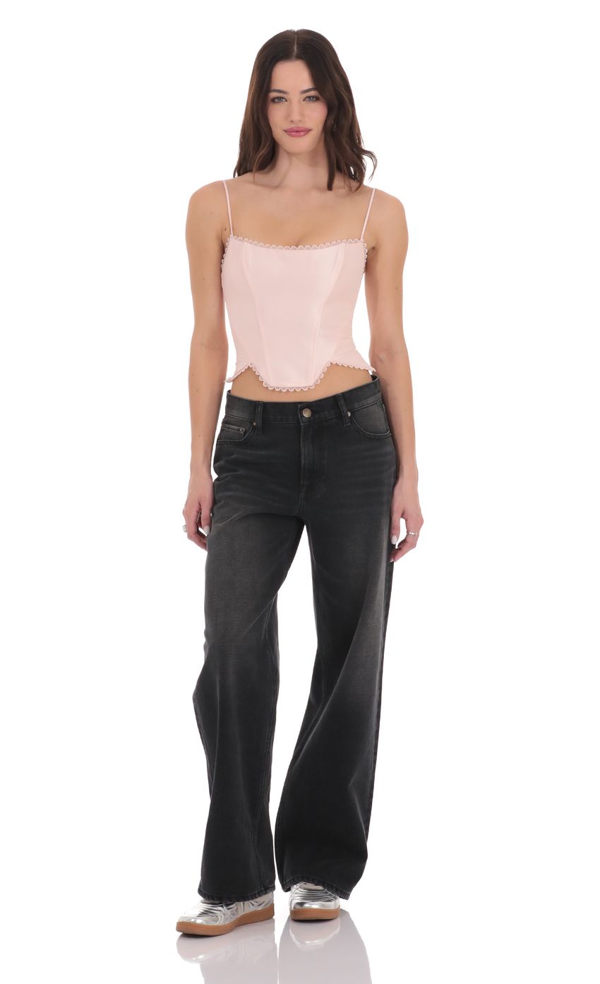 Pink Silky Taffeta Corset Crop Top Lotiv Women's Blouse