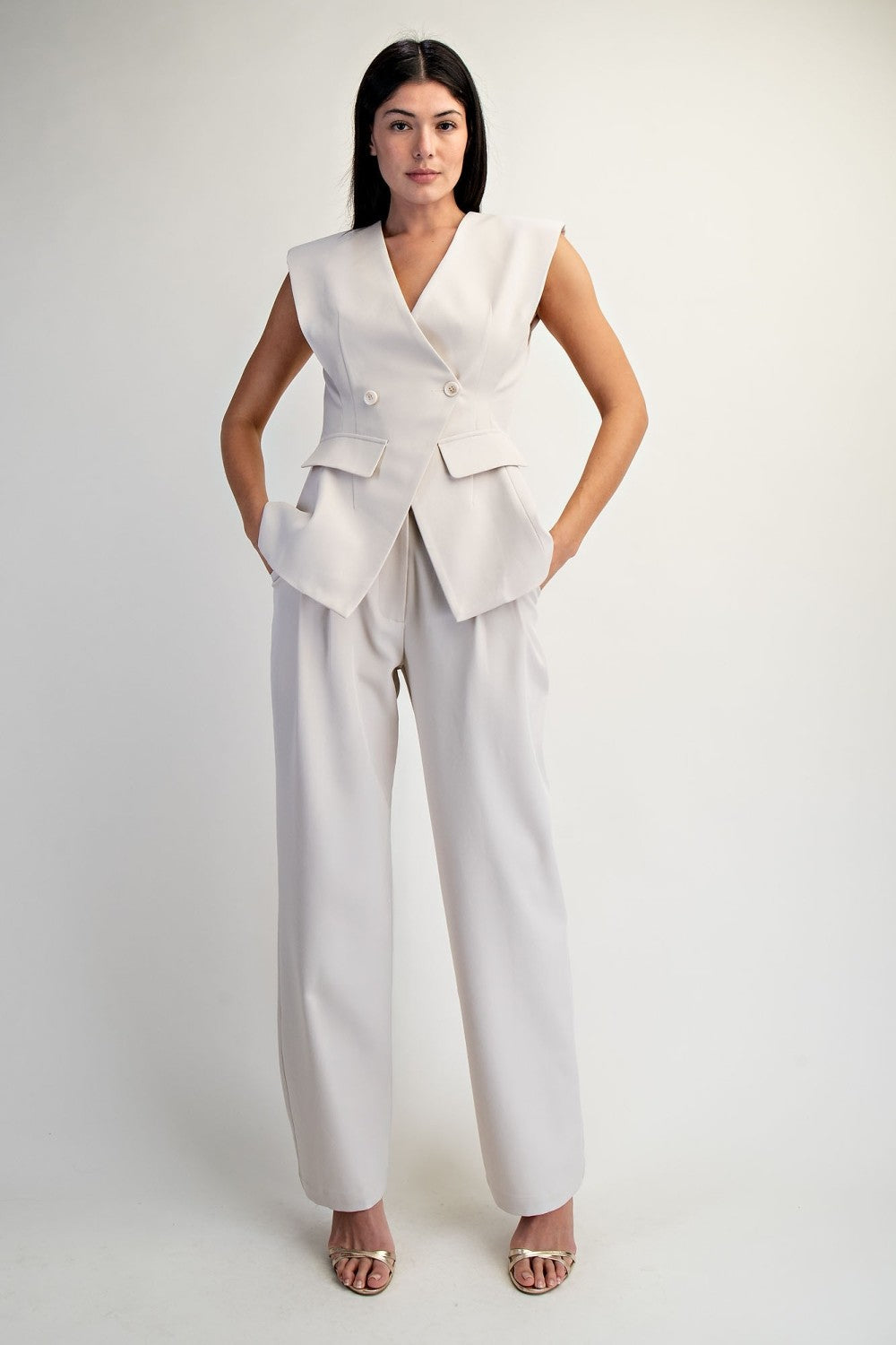 Florence  Pleated Trouser Pants (Cream)