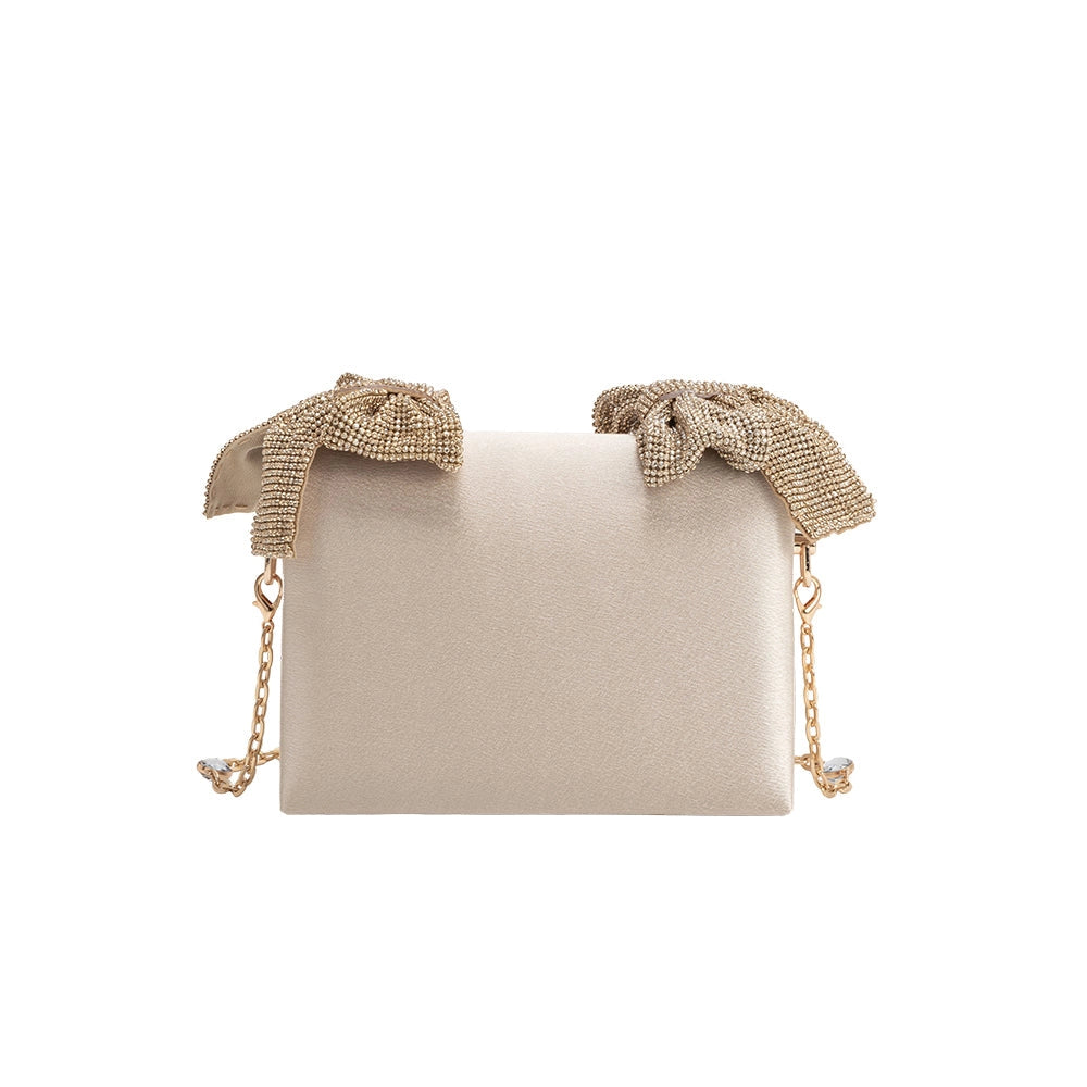 Yuri Champagne Satin Crossbody Bag
