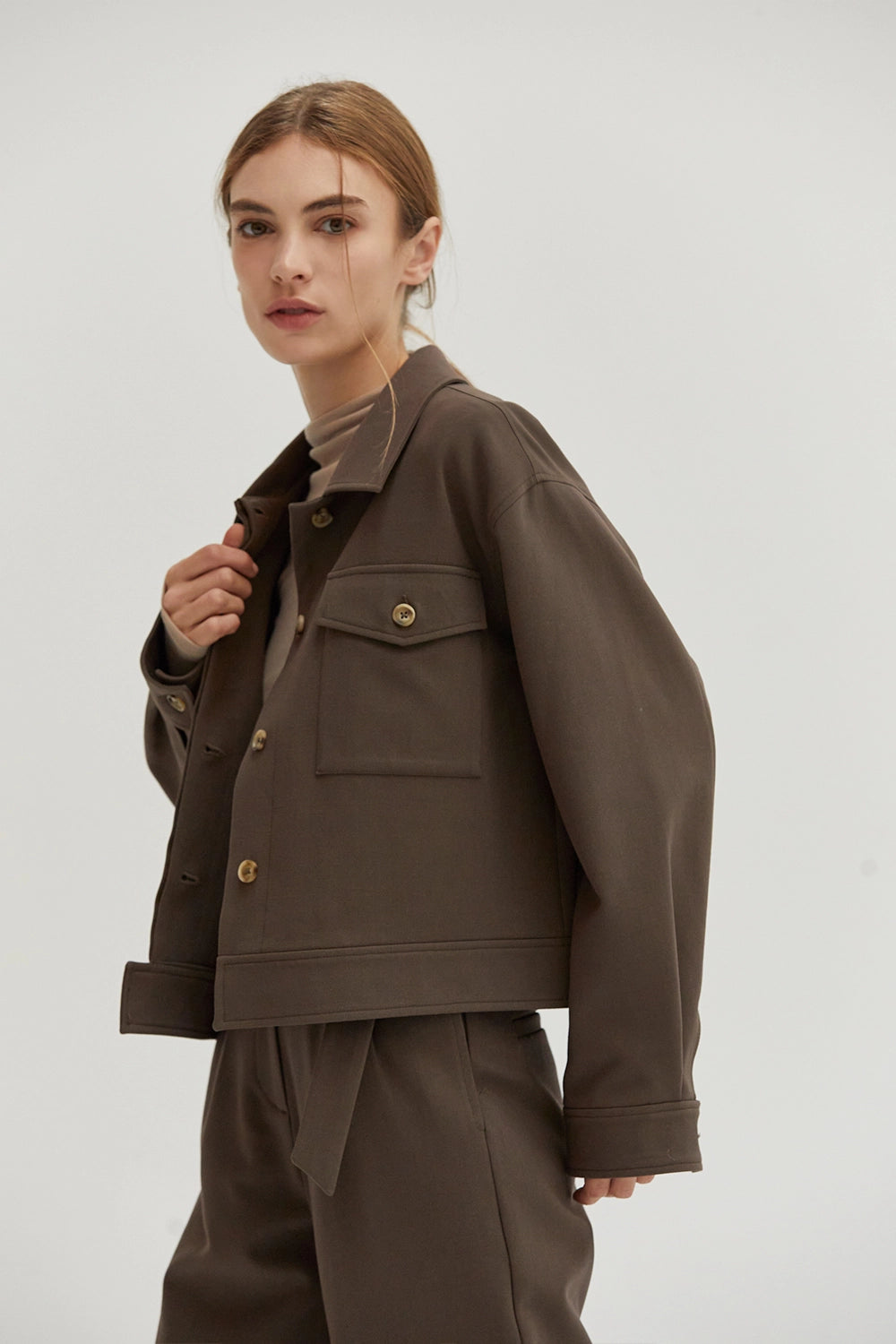 Elara Tailored Layer Jacket (Cacao)
