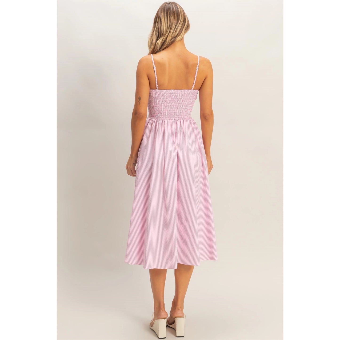 Kendal Striped Midi Dress (Pink)