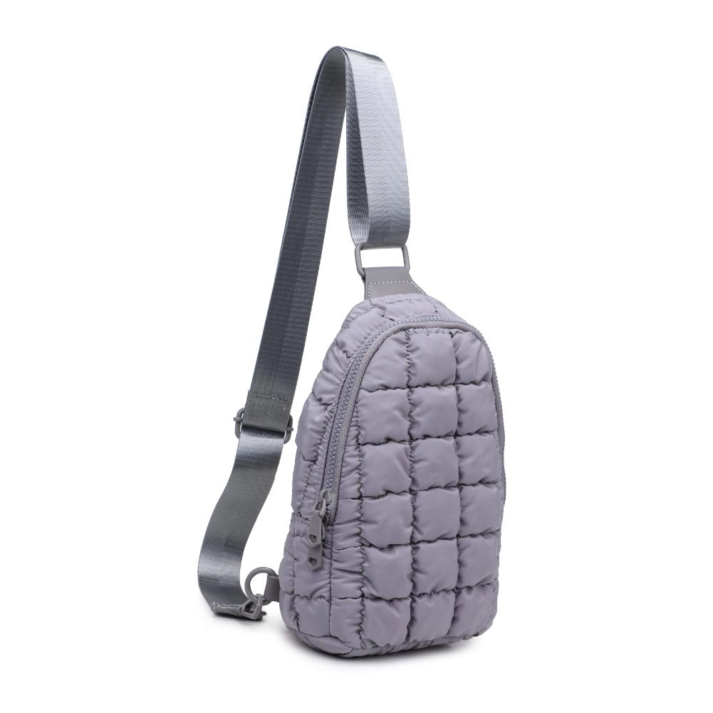 Rejuvenate Quilted Puffer Nylon Sling Backpack Bag (Gray)