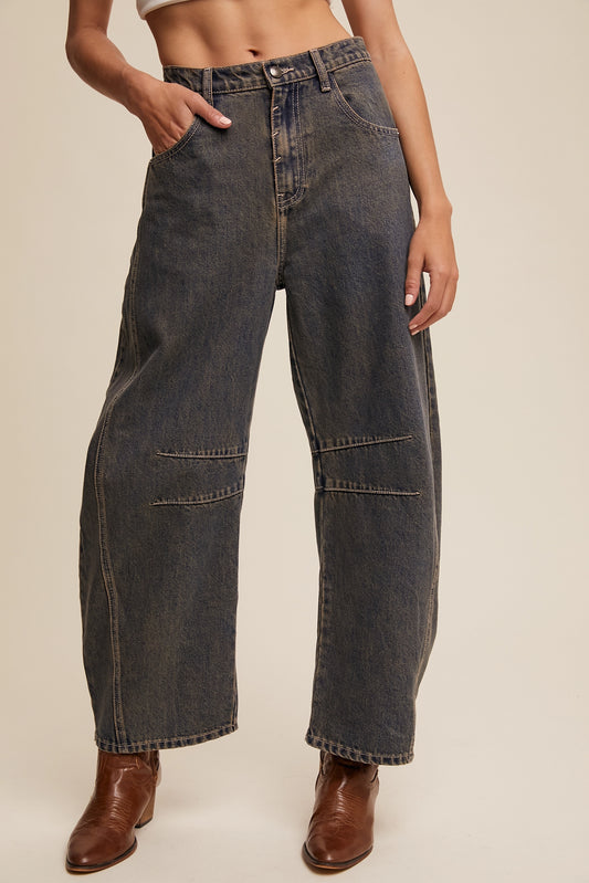 TONI BARREL RELAXED FIT JEANS (DARK DENIM)